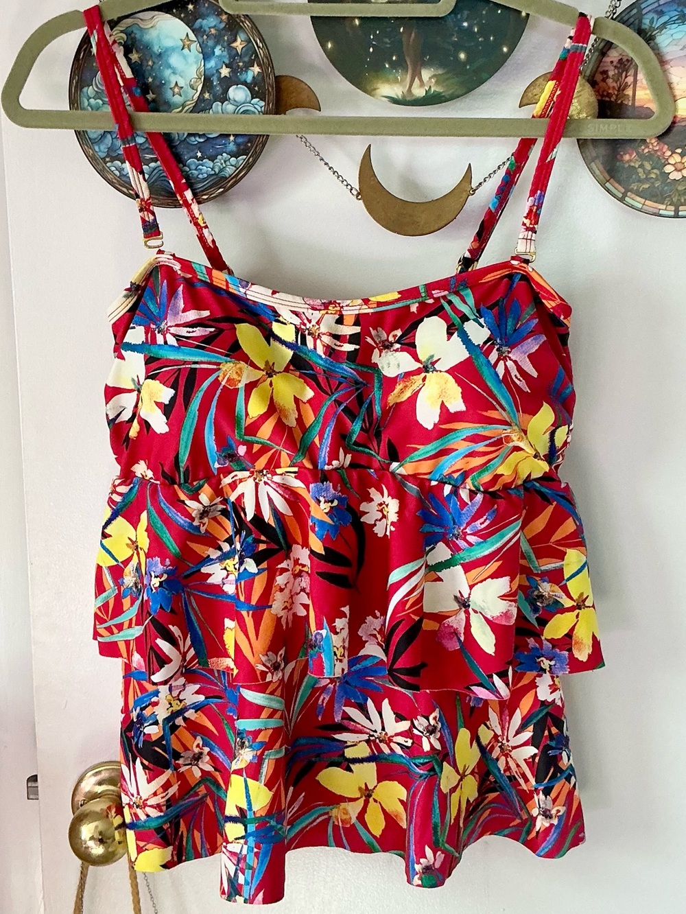 VENUS Ruffle Tankini Swim Top Floral Tankini Size 10